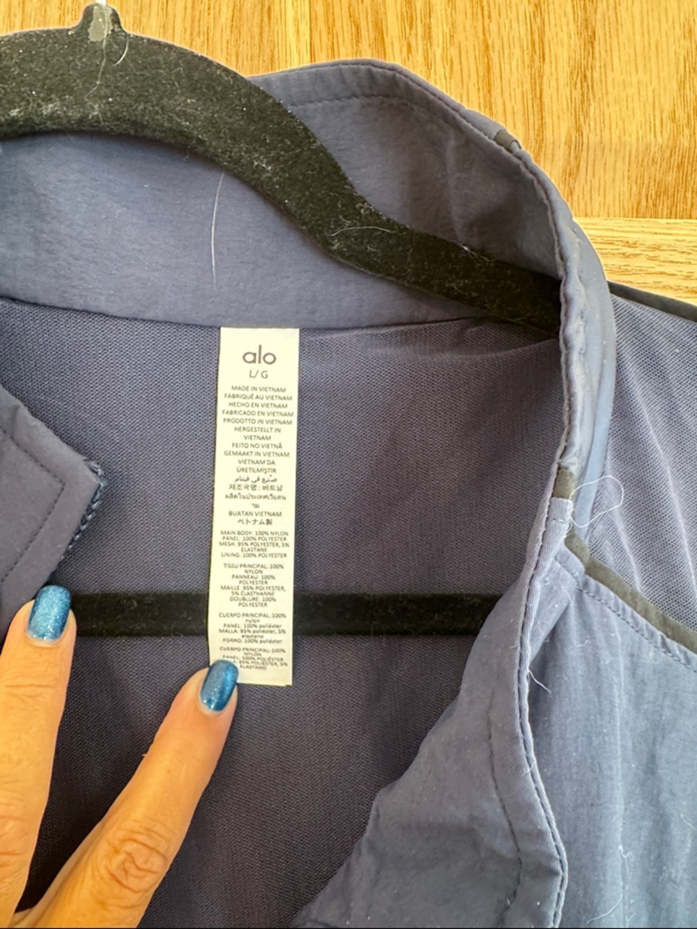 ALO Yoga Navy and Black Origin Full-Zip Track Jacket - Picture 3 of 5